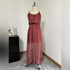 Red Spaghetti Strap Blousson Scoop Neck Dress 💲⬇️